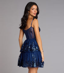 Marisa Sequin Corset Tulle Skater Dress