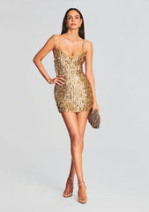 Saros Feather Sequin Crochet Dress