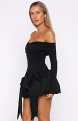 Raise Hell Long Sleeve Mini Dress Black