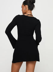 Best Interest Long Sleeve Mini Dress Black Petite