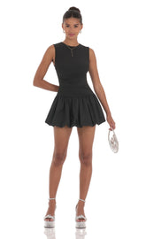 High Neck Bubble Dress in Black