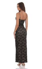 Lace Bodycon Two Piece Set in Black