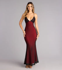 All Eyes Lace Trim Mermaid Maxi Dress