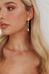 Mercy Pearl & Crystal Drop Earrings Gold