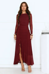 Darling At Dusk Long Sleeve Maxi Dress Wine