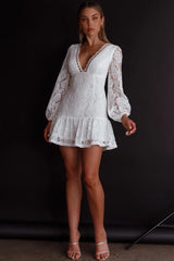 Summer Wine Long Sleeve Lace Dress White