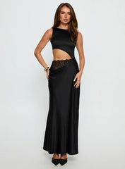 Lareina Cut Out Lace Maxi Dress Black