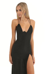 Knit Corset Maxi Dress in Black