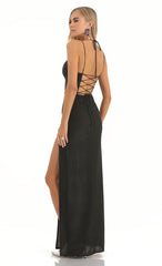 Knit Corset Maxi Dress in Black