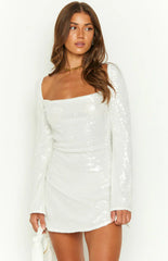 Marienne White Sequin Mini Dress