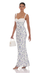 Floral Lace Maxi Dress in White