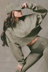 Acid Wash Cropped Sweatshirt in Light Green