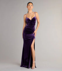 Ariel Velvet Slit Mermaid Formal Dress