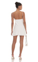 Lace Cutout Slip Dress in White