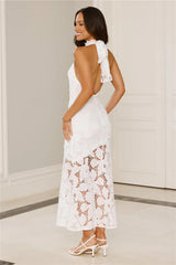 Soft Opulence Embroidered Halter Maxi Dress