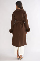 Zannora Faux Fur Coat Chocolate