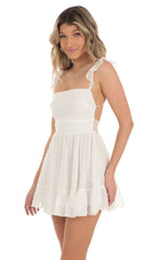 Dotted A-line Dress in White