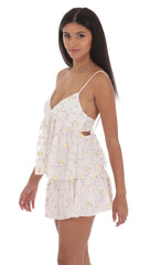 Floral Ruffle Tiered Dress in White