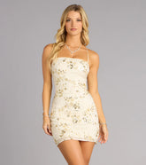 Garden Glam Beaded Mesh Mini Dress