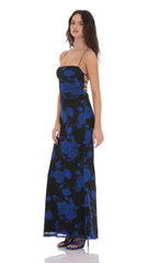 Floral Bodycon Open Back Maxi Dress