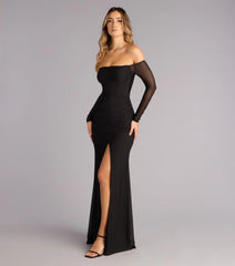 Elara Off Shoulder Slit Mermaid Formal Dress