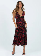 Nellie Maxi Dress Black/Red Floral