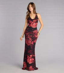 Fable Rose Floral Mermaid Formal Dress