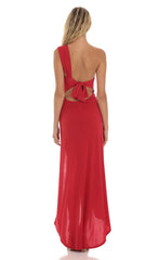 One Shoulder Dress in Red