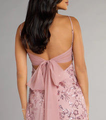 Zoey Sequin Floral Chiffon Tie Mini Dress