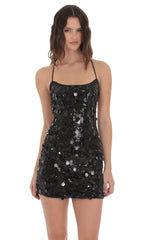 Multi Sequin Bodycon Dress in Black