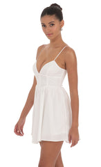 Corset Fit and Flare Dress in White
