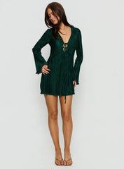 Malop Long Sleeve Mini Dress Emerald