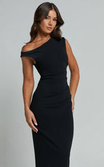 Genie Maxi Dress - Off The Shoulder Dress in Black