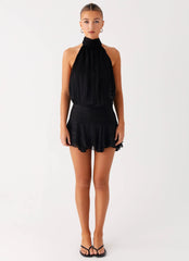 Willow Chiffon Mini Dress - Black