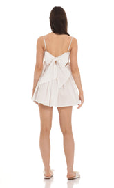 Babydoll Back Bow Dress in White