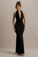 Milani | Black Backless Cowl Neck Fishtail Maxi Dress