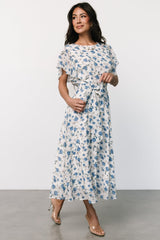Laurel Midi Dress | Off-White + Blue Floral
