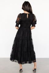 Nellie Smocked Midi Dress | Black