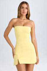 Bandeau Neckline Mini Dress in Lemon Sherbet