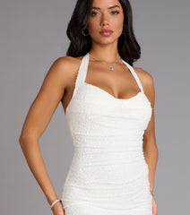 Madilyn Sequin Beaded Halter Mini Dress