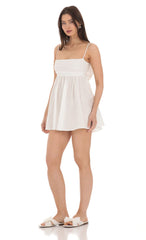Babydoll Back Bow Dress in White