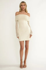 Alivya Off-Shoulder Knit Mini Dress Butter