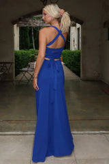 Alara Lace-Up Back Dress - Navy