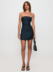 Ramie Strapless Mini Dress Navy