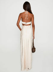 Limosina Halter Maxi Dress Champagne