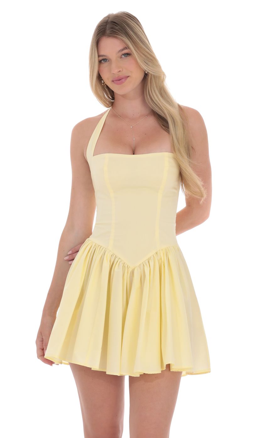 Halter A-line Dress in Yellow