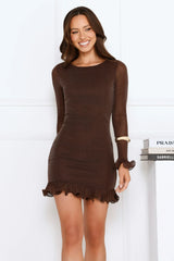 Lookbook Long Sleeve Mini Dress Brown
