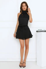 On Her Level Halter Mini Dress Black