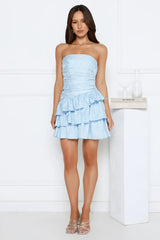 Delicate Drama Strapless Mini Dress Blue