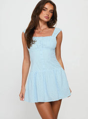 Esrie Broderie Mini Dress Blue